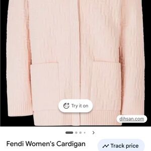 Fendi Jacquard knit oversized cardigan with pockets in soft pink